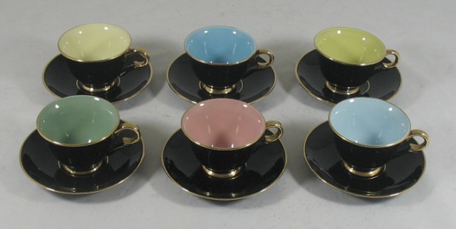 vintage-set-6-stavangerflint-norway-harlequin-black-gilt-coffee-cups-and-saucers-1950-s-315-p